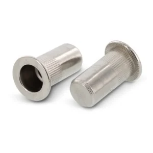 Заклепка резьбовая цилиндрическая с насечками, цилиндрический бортик, глухая, art. 1026, Сталь: А2, А4.