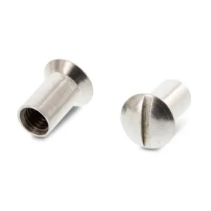 Гайка мебельная стяжка с полупотайной головкой и прямым шлицем art. 9061, нержавеющая сталь: А1, А4.